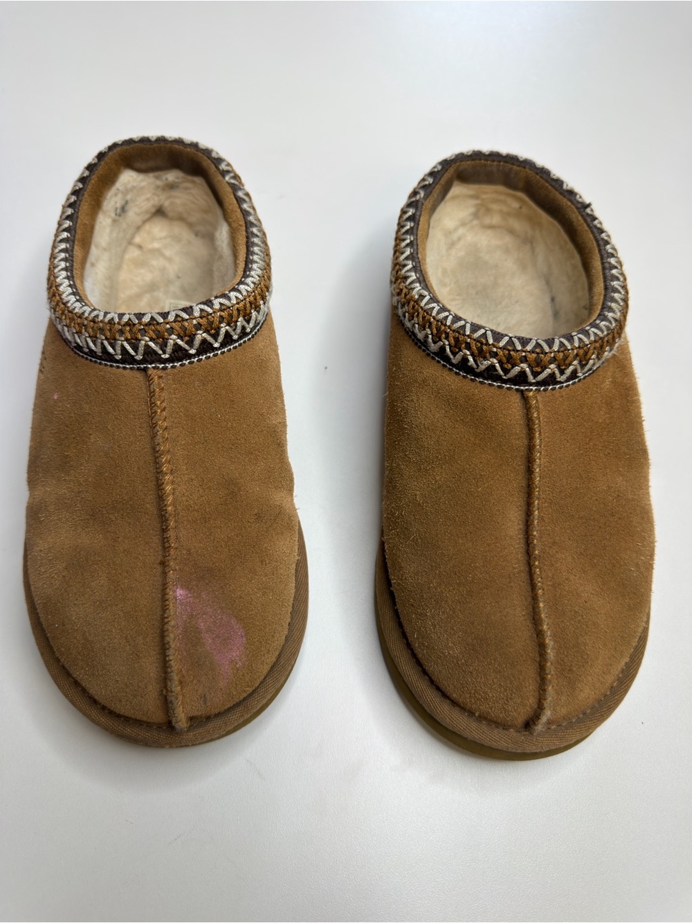 UGG Chestnut Suede Shearling-Lined Clog Mules